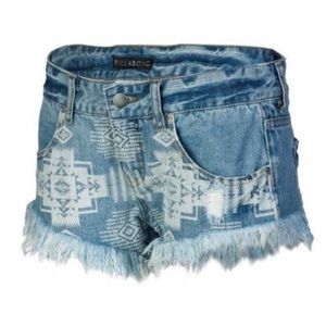 Billabong 9 Aztec Laneway Distressed Mini Shorts